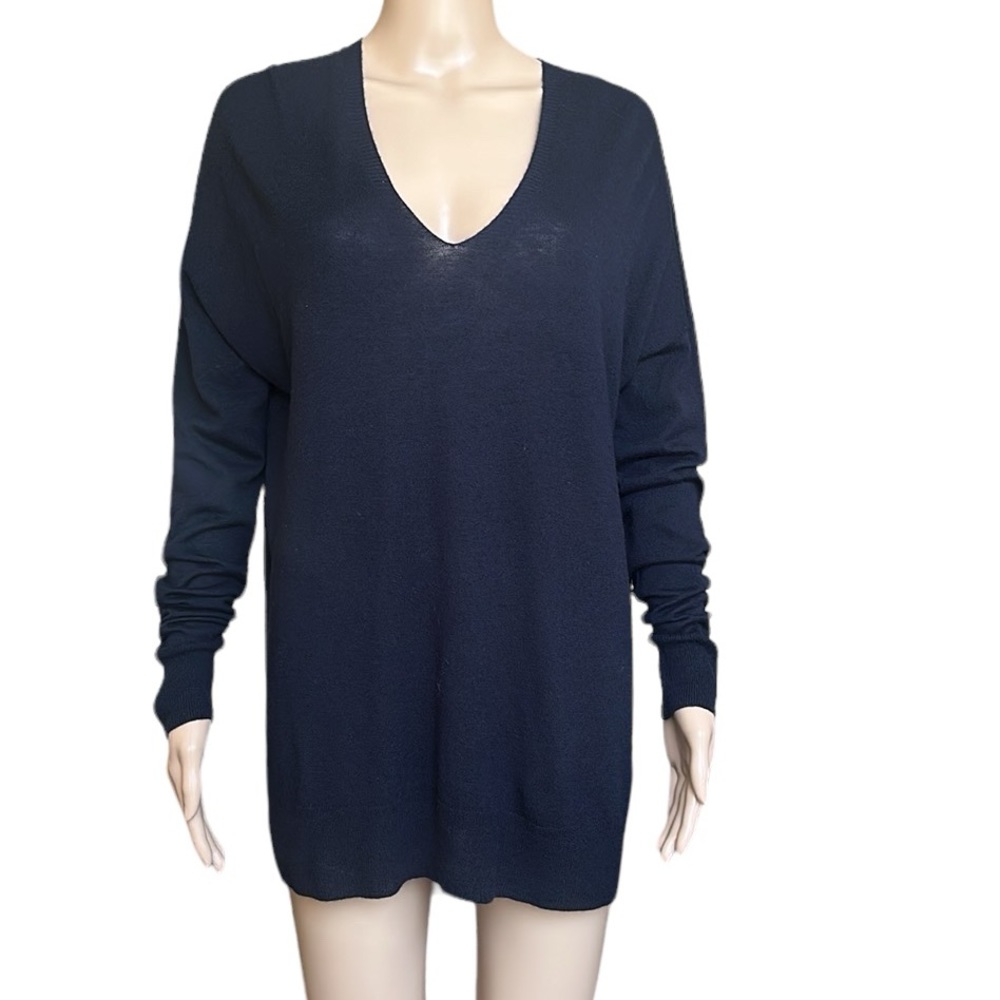 Vince Wool Cashmere Thin Knit Oversized V-Neck Sweater Women's Size M